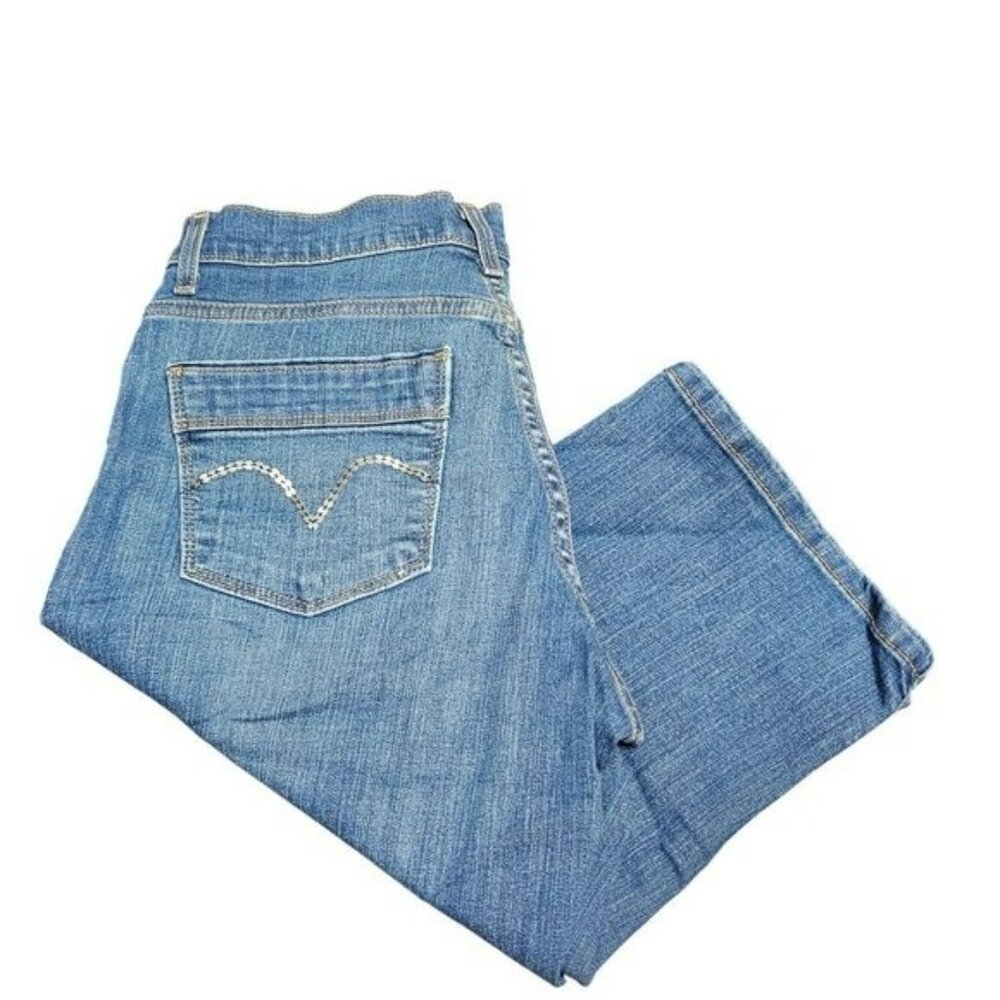 Levi's 512 Perfectly Slimming Denim Shorts Capri Sequin Pockets Women's Size 10